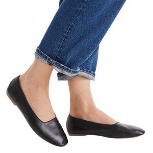 Madewell The Cory Flat in Leather black 9 New Without Box - skimmer ballet!